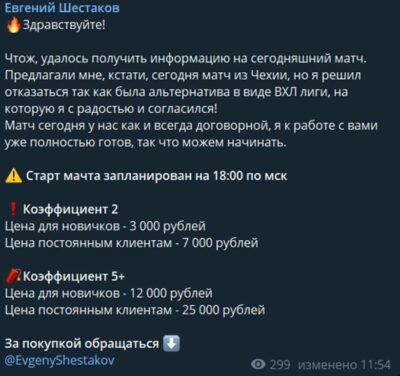 Евгений Шестаков стоимость услуг
