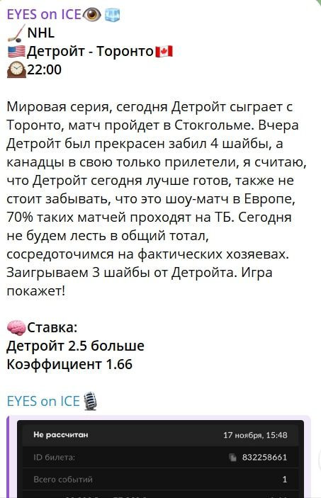 EYES on ICE телеграм пост прогноз