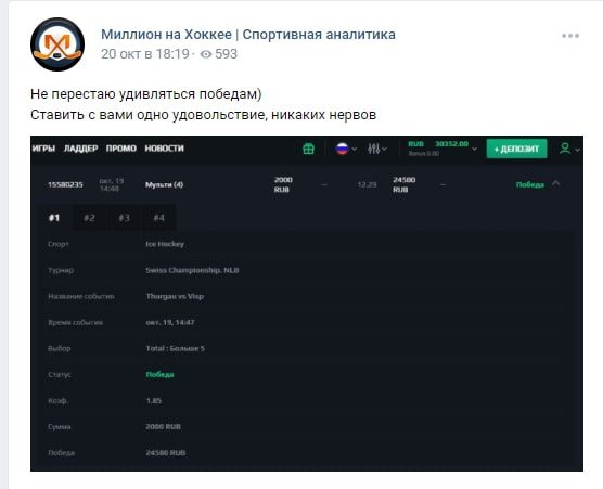 Миллион на Хоккее Вконтакте - статистика