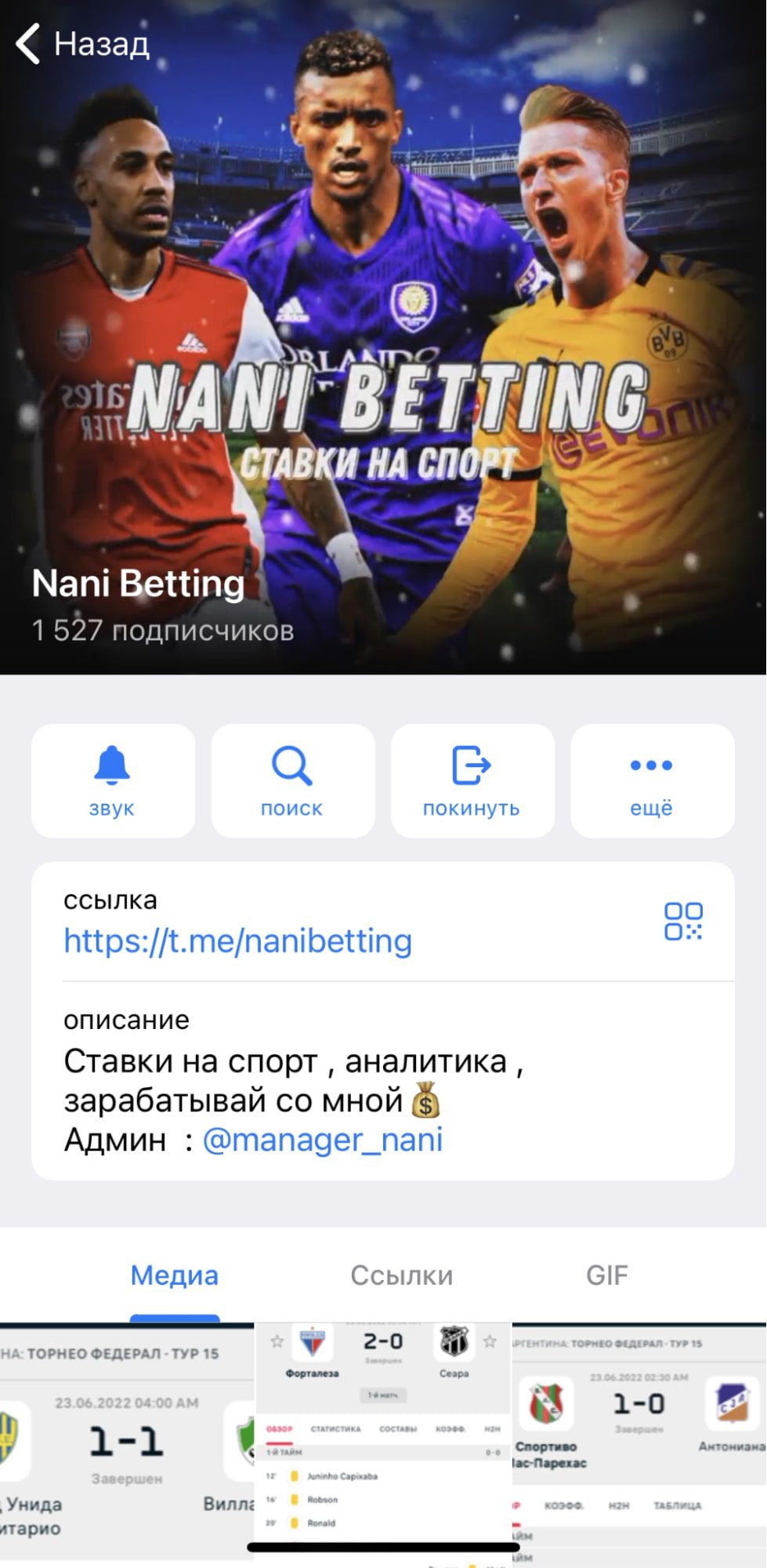 Nani Betting - Телеграмм канал
