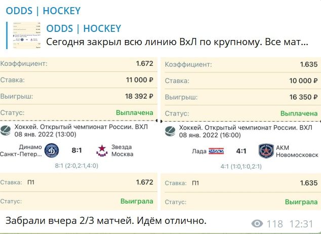Цена услуг каппера Hockey odds