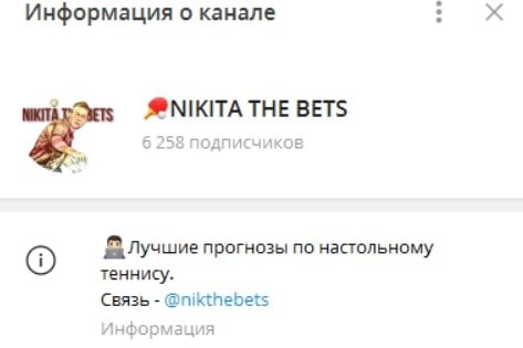 Nikita the bets информация о канале