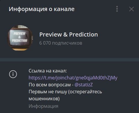 Preview & Prediction информация о канале