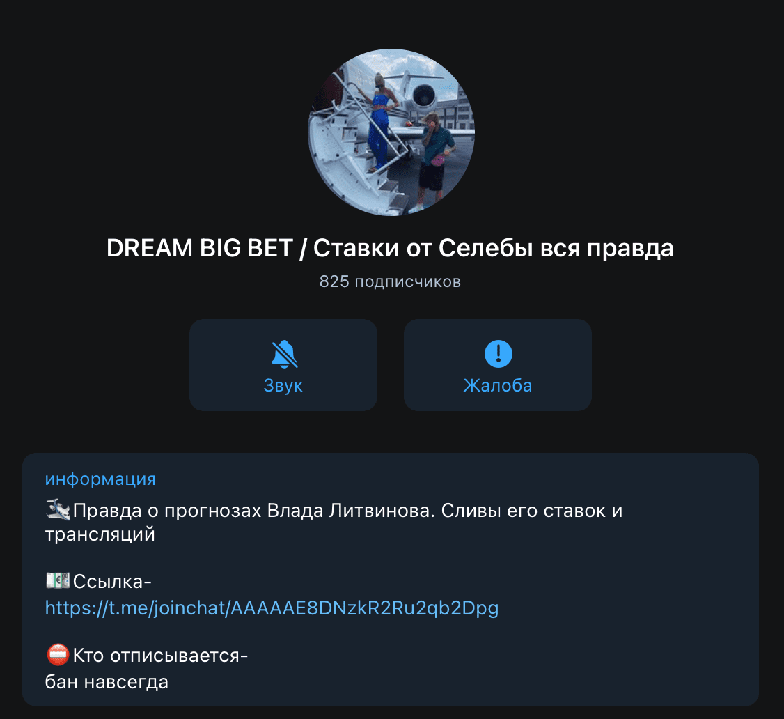 Телеграм канал Влада Литвинов Селеба из гетто (Dream big bet)