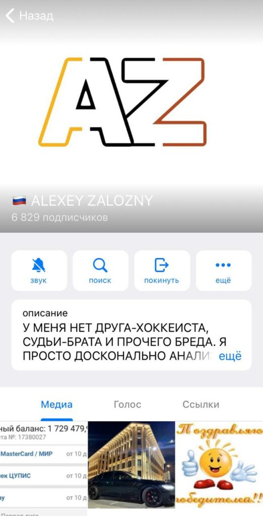 Телеграмм канал ALEXEY ZALOZNY