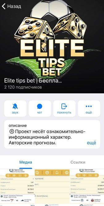 Телеграмм канал Elite tips bet