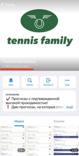 Теннисная Семья телеграм