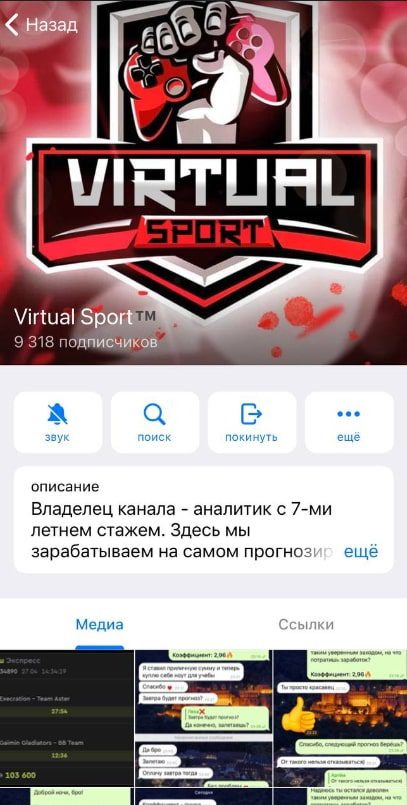 Virtual Sport телеграмм